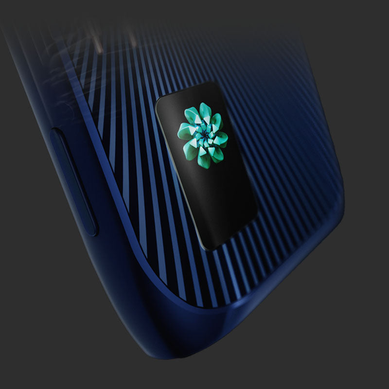 Blue Ultra device with an autotune flavour  on a dark background