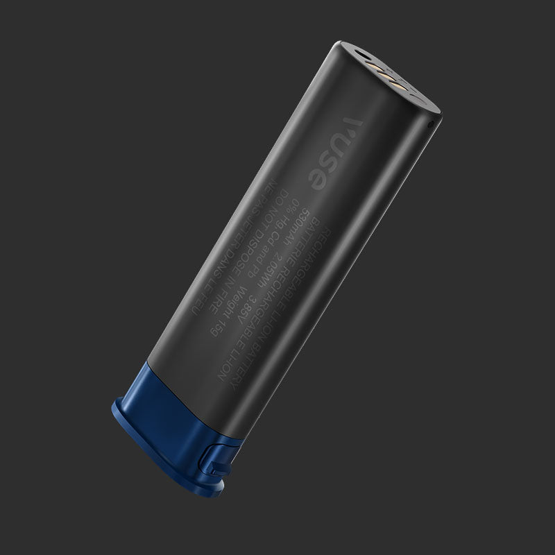 Close-up of a blue Ultra charger on a dark background